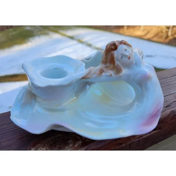 Royal Bayreuth Art Nouveau Lady Figural Woman Chamberstick Candle Holder RARE - Picture 1 of 8